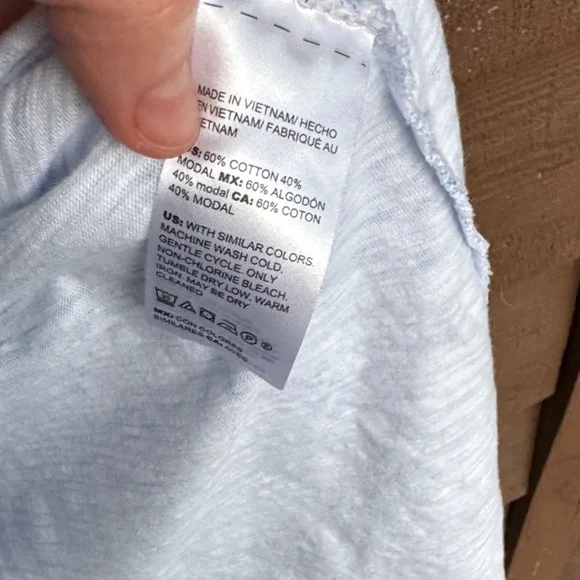 Chico's Sky Blue Patterned Short Sleeve Tee size 2 (L) - Picture 3 of 5